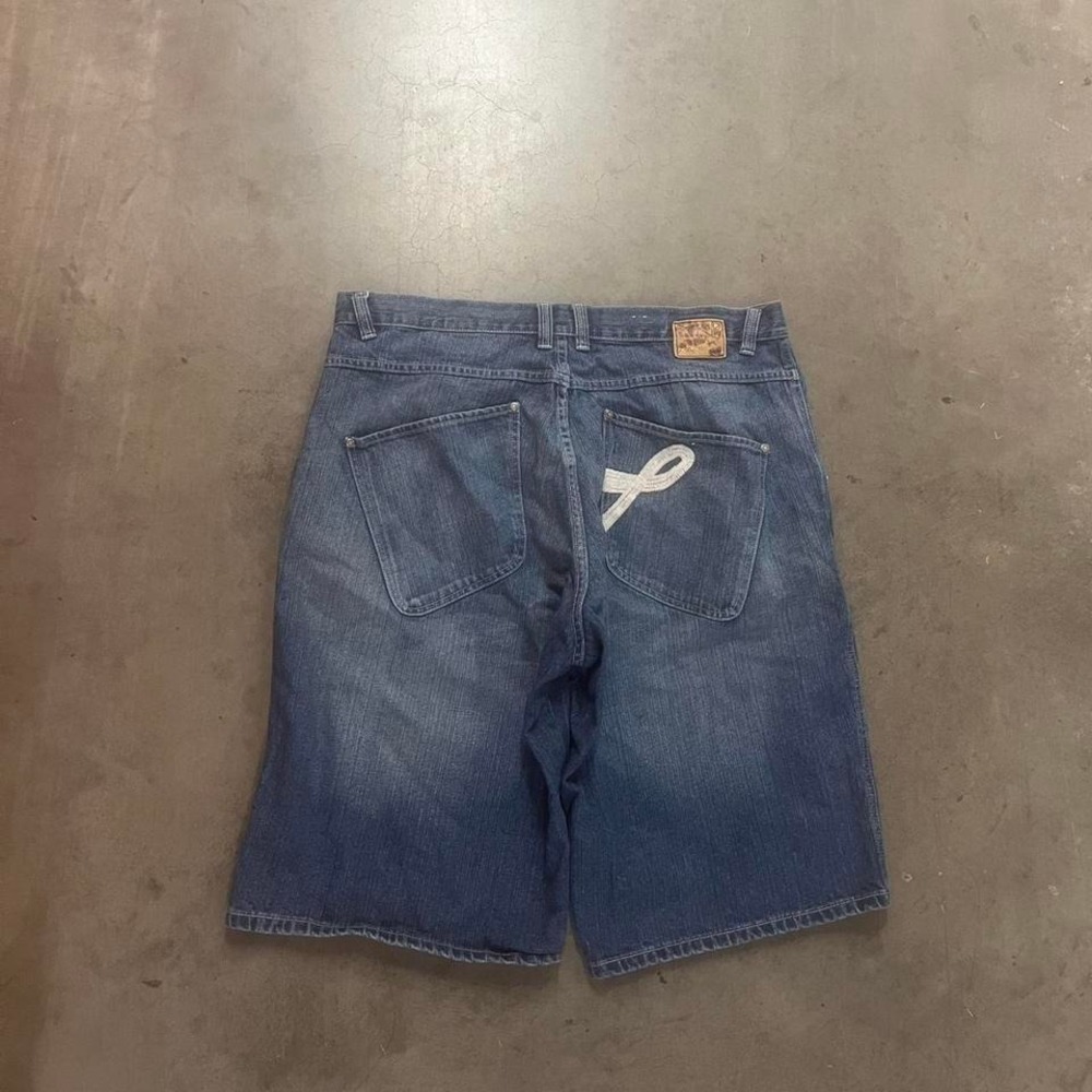 Y2K‎ pelle pelle mens blue jorts baggy skater embroirded hiphop